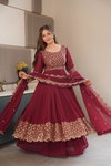 Ssc 677 Heavy Faux Georgette Embroidery Work Gown With Sharara Dupatta Online Wholesale